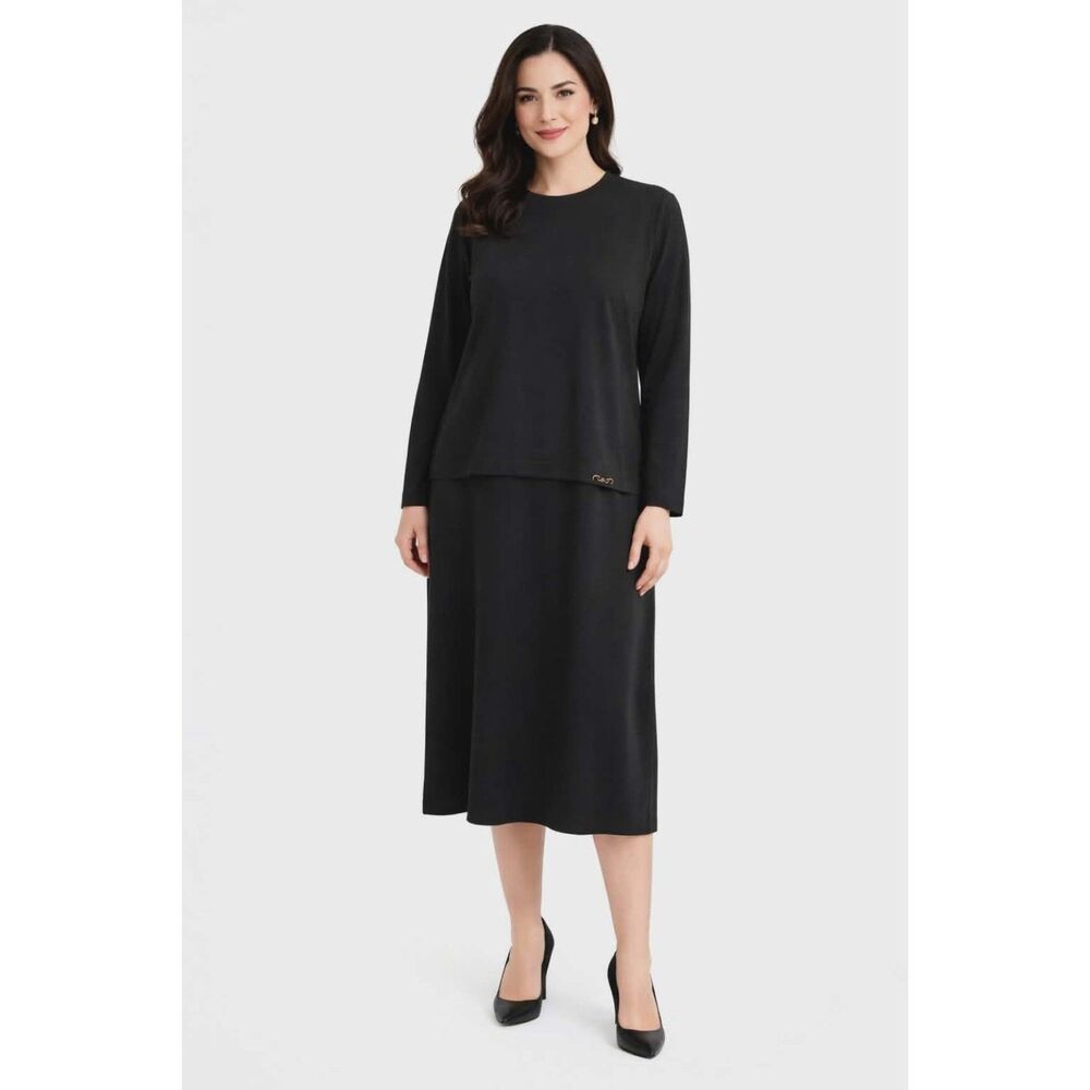 Henry Lee Dress Black Long Sleeve Wool Vintage Woman's Women's Size 16